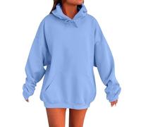 Uwdiohq Damen Pullover Mit Kapuze Aufdruck Auf Der Rückseite Einfarbige Hooded Hoodie Y2K Vintage Sweatshirt Casual Langarmshirt Mit Taschen Warme Bequem Kapuzenpullover Große Größen Damen