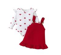 Uwdiohq Damen Säuglingsmädchen-Body mit Langen Ärmeln und Herzmuster, Rock, Stirnbänder, Outfits Baby Halloween Baby Kleidung Mädchen 1 Jahr Baby Mädchen Sommer K