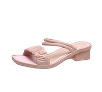 Uwdiohq Damen Sandalen Sommer Wandersandalen Freizeit Plateau Vielseitige Einfarbige Open Toe Thick Heel (Pink, 39) Outdoor Glitzer Schuhe Für Sehr Geschwollene Füße Riemen Cross Sandaletten