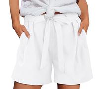 Uwdiohq Damen Shorts Leggings Weiße Kurze Hose Jeans Hosenrock Sommer High Waist Stretch Freizeit Leinen 50