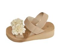 Uwdiohq Damen Sommer Bequem Keilabsatz Sandalen Blumensandalen Flache Bequeme Outdoor Elastische Casual (White, 38) Schuhe Für Geschwollene Füße Silber Mit Glitzer Ortho Sun Leopardenmuster 36