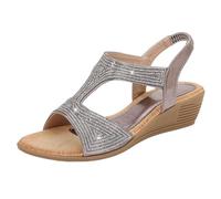 Uwdiohq Damen Sommer Bequem Keilabsatz Sandalen Damensandalen Bequeme Und Modische Retro-Ethno-Stil Leichte Strandurlaub Elastischer Absatz Dicker Freizeitsandalen (Grey, 37) Schuhe Leoprint