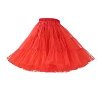 Uwdiohq Damen Tüll Röcke High Low Layered Puffy Fee Color Multicolor Rock Support Half Body Puff Petticoat Bunter Kleiner Kurzer (Red, M) Weißer Tüllrock Rosa A Linien Pleated Skirt Goldener