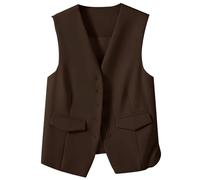 Uwdiohq Damen Und Winter Weste Anzugweste Winterjacke Für (Coffee, Xxxl) Daunen Steppweste Dünne Longweste Langarm Schwarz Lang Mit Kapuze Herbstjacke Women'S Jackets Puffer Jacke Glänzend