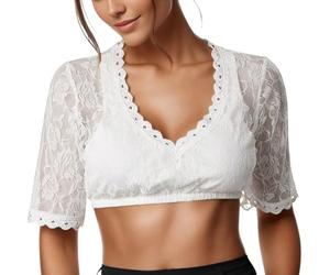 Uwdiohq Dirndlbluse Blau Spitze Transparente Bluse Damen Weiss Kurzarm Dirndl Blusen Schulterfrei Für Oktoberfest Trachtenbluse 36 164 Maedchen Gr. 46 Trachtenshirt Mit Ärmel Schwarze Groesse 34