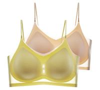 Uwdiohq Dünne BHS Plus Size Ice Comfort BH & Bustier (C, XXL) Mit Vorderverschluss Push Up Ohne Bügel Set Damen Trägerlos Und Slip Unterwäsche Frauen Transparente Cups Gepolsterte Zum Einnähen