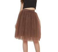 Uwdiohq Frauen Tüllröcke Knielanger Langer Für Erwachsene, Geschichtet, Kurzer Abschlussball, Midirock Chiffon Festlich (Coffee, L) Gelber Rock Tüllrock Hellblau Mädchen Winter Skirt Ballett