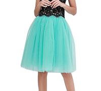 Uwdiohq Frauen Tüllröcke Knielanger Langer Für Erwachsene, Geschichtet, Kurzer Abschlussball, Midirock Damen Tüll Rock Unterrock (Mint Green, L) Tüllrock Grün Gelb Faltenrock Pleated Skirt