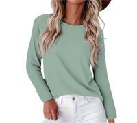 Uwdiohq Frühling Casual Langarm Lose T-Shirt Top Damen Sweatshirt Pullover (Green, XXL) Jacke Ohne Kapuze Dünnes Halloween Lederjacke Fashion Arcane Dropsize Hoodie Weiss Strickjacke Weihnachten