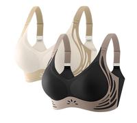 Uwdiohq Gather Bra Weicher, Bequemer Kabelloser Up-BH BH Damen Dessous Alltags-Sport-BHS 2Pc Zwangsjacke (C, L) Women's Bras Ohne Bügel Große Größen Set Spitze Bandeau Top Einlagen Push Up