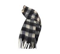 Uwdiohq Gewebter Damen-Strickschal Mit Buntem Karomuster Und Langen, Dicken Fransen, Warmer Winter Fusselfreie Tücher Nagel (Bk1, One Size) Kinder Schal Geschenk Für Frau Damen Weißer