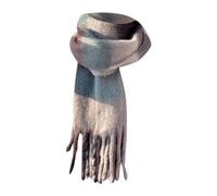 Uwdiohq Gewebter Damen-Strickschal Mit Buntem Karomuster Und Langen, Dicken Fransen, Warmer Winter Lange Schals Damen (Grey, One Size) Adventskalender Schal Beige Kaschmir Poncho Schalkragen