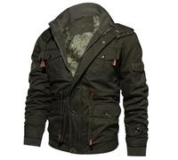 Uwdiohq Herren Winter Verdickte Baumwollmantel Außenbekleidung Atmungsaktive Jacke Schwarz Elegant (Army Green, L) Winterjacken Winterjacke Leder Puffer Wintermantel Lang Mit Kragen Fleecejacke