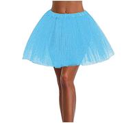 Uwdiohq Hochwertiger Plissee-Gaze-Kurzrock Für Erwachsene, Tanzrock, 3-Lagig Schwarzer Knielanger (Light Blue, One Size) Tüllrock Schwarz Gelb Damen Kurzer Rock Kurz Kleid Hexe Skater