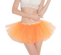 Uwdiohq Hochwertiger Plissee-Gaze-Kurzrock Für Erwachsene, Tanzrock Erwachsene Japanische Röcke Mädchen (Orange, One Size) Tüllrock Grün Damen Weißer Rotes Kleid Petticoat Schwarz Rock