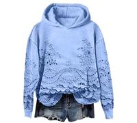 Uwdiohq Hoodie Damen Glitzer Kapuzenpullover Duenner Stoff Sweatshirt Grosse Groessen Pullover Winter Weiß Sweatjacke XXL Grössen Hoody Uebergroesse Koralle Teenager Mädchen Weihnachtspullover Lang