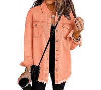 Uwdiohq Jeansjacke Mädchen Damen XXL Jacke Motorrad Sommer Kurzjacke Beige Lang Frühling Lange Jacken Für Übergangsjacke Schwarze Shirtjacke Dünne Sweatshirt Frühlings Outfit Jeanshemd Blazer Weiß