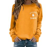 Uwdiohq Lässig Damen Warmes Sweatshirt Langarm O Weich Bedrucktes Hemd Winter Sweatshirts Tops Schöne Jacken (Yellow, M) Für Pieces College Grau Kleidung Boucle Jacke Long Blouson Xmas Sweater