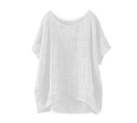 Uwdiohq Leinenhemd Lang Damen Sommer Casual Basic Kurzarm Top Tshirt Beige Lace Sleeve Blouse Oversize T Schirt Plus Size Oktoberfest Strickpullover Hinten Laenger Bluse Mit