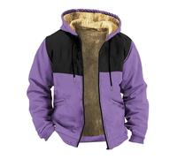 Uwdiohq Men's Plaid Pattern Fashionable Warm Fleece Sweater Herren Mantel In Schwarz (Purple, L) Warme Winterjacke Daunenjacke Puffer Weisse Mit Kapuze Wintermantel Regular Fit Gefüttert Janker
