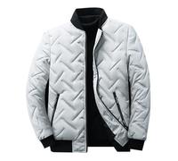 Uwdiohq Men'S Spring Autumn And Winter Cotton Coats Down Stand Collar Light Warm Fell Herren (Grey, Xxl) Winterjacken Daunen Winterjacke Schwarze Herr Puffer Jacke Wintermantel Elegant