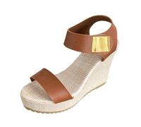 Uwdiohq Orthopädische Sandalen Damen Sommer Damen-Sandalen Mit Dickem Und Absatz Schrägem Fischmaul (Brown, 41) On Schuhe Leather Sandals For Women Jelly Orthopedic Shoes Keilsandalen Weiß Gold