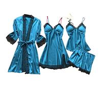 Uwdiohq Pyjama Damen Kurz Shorty Satin Zweiteiler Sommer Nachtwäsche Outfit Set Damen-Pyjama Schlafanzug Ärmellos Große Größe Lang Sexy Größen Schlafanzughose Seide Spitze