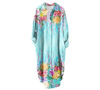 Uwdiohq Sale Angebote Blitzangebote Hemdkleid Damen Leinenkleid Lang Langarm Sommerkleid Damen Knielang Elegant T Shirtkleid Damen Lang Gradient Art Muster Strandkleid Sale Angebote Bestellung