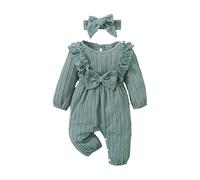 Uwdiohq Sale Angebote Blitzangebote Langarm-Overall-Stirnband-Set für mit Textur und Schleife für 0 bis 18 Neugeborenen Set Body Erster Geburtstag Mädchen Baby Geschenk M Tages Deal Sonderangebote