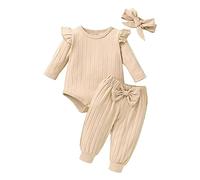 Uwdiohq Sale Angebote Langarm-Overall-Stirnband-Set für mit Textur und Schleife für 0 bis 18 Neugeborenen Set Body Erster Geburtstag Mädchen Baby Geschenk Mädchen Geburt S Tages Deal Sonderangebote