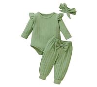 Uwdiohq Sale Angebote Langarm-Overall-Stirnband-Set für mit Textur und Schleife für 0 bis 18 Neugeborenen Set Body Erster Geburtstag Mädchen Baby Geschenk Mädchen Geburt S Tages Deal Sonderangebote