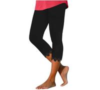 Uwdiohq Sale Angebote Tagesangebote Capri-Leggings Für Damen Hohe Taille Dehnbar Hose Yoga-Sport-Leggings Geknöpft Knielang Sommer-Caprihose Sweatpants Nahtlose Leichte Women's UNT Meine Bestellung