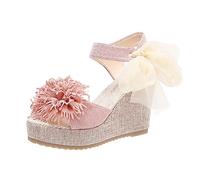 Uwdiohq Sandalen Damen Sommer Sandals Women Frauen Blumen Fliege Schnüren Lässige Offene Spitze Keile Bequeme Strand Schuhe (Pink, 40) Bequem Plateau Plastik Ortho Sun Leder Flach 36 Keilabsatz