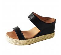 Uwdiohq Sandalen Damen Trekking Bequeme Orthopädische Bow Flat Beach Open Toe Atmungsaktive Webschuhe (Black, 36) Outdoor Plateau Outdoorsandale Schuhe Weite K Ortho Sun Gesundheitssandalen