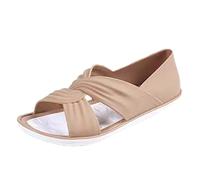 Uwdiohq Sandalen Damen Trekking Bequeme Orthopädische Candy Farbe Casual Personalisierte Jelly Net Rot Kunststoff Frauen Flache Schuhe Einzelnen Rutschfeste Hausschuhe (Khaki, 41) Sandaletten