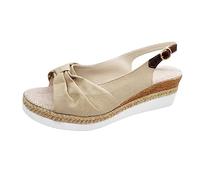 Uwdiohq Sandalen Damen Trekking Bequeme Orthopädische, Einfarbig, Stoff, Lässig, Mit Keilabsatz Und Schnalle (White, 43) Trekkingsandalen Sandaletten Sommer Schuhe Transparent Senioren Ortho