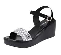 Uwdiohq Sandalen Damen Trekking Bequeme Orthopädische Modische Mit Absatz Für Damen, Schräge Keilabsätze, Plateau, Offene Zehenpartie, Bequem, Klobige Absätze, Pumps, Riemchensandalen Keilabsatz