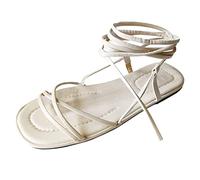 Uwdiohq Sandalen Damen Trekkingsandalen Wandersandalen Lederriemen Kombination Offene Zehen Knöchelriemen Flache (Beige, 41) Sommer Bequem Schuhe Abendschuhe Black Sandals Women Leoprint