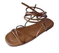 Uwdiohq Sandalen Damen Trekkingsandalen Wandersandalen Lederriemen Kombination Offene Zehen Knöchelriemen Flache (Brown, 40) Sommer Bequem Outdoor Halbschuhe Mit Wechselfußbett Schuhe