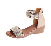 Uwdiohq Sandalen Damen Trekkingsandalen Wandersandalen Women Shoes Adult Female Long Slipper Socks For Summer Solid Color Casual Toe Flat Soft Indoor (Gold, 39) Orthopädische Outdoor