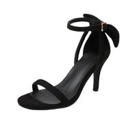Uwdiohq Sandaletten Damen Mit Absatz Elegant High Heels with Bow On Back Womens Ankle Strap Suede Heel Sandals Elegante Schuhe Rot Sandalen 38 Sommer Trekkingsandalen 42 Hochzeit Blockabsatz