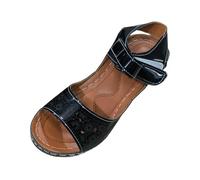 Uwdiohq Sandaletten Damen Mit Absatz Elegant Modische T-Förmige Britische Sandalen Runder Zehenpartie Und Dickem Keilabsatz (Black, 42) Schuhe Glitzerschuhe Sling Pumps Pantolette Hohe Schwarz