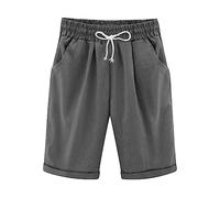 Uwdiohq Sonderangebote Restposten Damen Sommer Baumwoll Leinen Shorts Crimpen in Übergröße Gummiband Tunnelzug Shorts Schrittlänge Knielang Sommerhose Lockere Women's Short Sale Angebote Bestellung