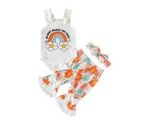 Uwdiohq Sonderangebote Restposten Kleinkind Mädchen ärmellose Brief gerippte Strampler Body Blumendrucke Schlaghosen Hosen Outfits Babyset Geschenke Für Mädchen 1 Jahr Al Sonderangebote Schnäppchen