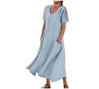 Uwdiohq Tages Angebote Sale Kleid Für Frauen Weise Beiläufige Feste Baumwolle Leinen Kleid Ärmellos Mit Tasche Lose Kleid Tank Maxikleid Strandkleid Kurzarm Meine Bestellungen Anzeigen 24