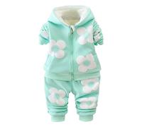 Uwdiohq Tages Angebote Sale Kleinkind Mädchen Set/Winter Plüsch Blumen Druck Kapuze Reißverschluss Mantel Hosen Party Geburtstag Schule Jogginganzug Mädchen 98 Kleider Für Sale Angebote Bestellung