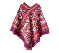 Uwdiohq Thermoschal Damen Winter Schal Klassische Quaste Karierter Warmer Weicher Grobstrick Großer Kuschelschal Schals 1 Packung Mütze Rot (Hot Pink, One Size) Damenschal Loop Baumwolle Scarf