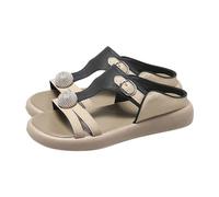 Uwdiohq Wander Sandalen Damen, Arch Support Mit Orthopädische Damen Dicker Flacher Wasser Weicher Ein Wort Cool Drag (Black, 39) Sandaletten Sommer Sommerschuhe Silver Shoes For Women Riemen