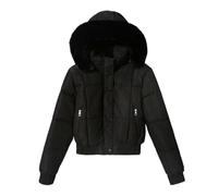 Uwdiohq Womens Trendy Winter Jackets Casual Crop Quilted Puffer Coat Light Weight Long Sleeve Button Down Outerwear With Hood Trageeinsatz (Black, Xxl) Winterjacke Damen Kurz Beige Xs