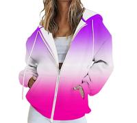 Uwdiohq Zipper Hoodie Damen, Farbverlauf Sweatjacke Mit Kapuze, Oversize Langarm Kapuzenpullover, Reißverschluss Frauen Sportjacke Sweatshirt-Jacke, Herbst Kapuzenjacke Casual Style Jacken